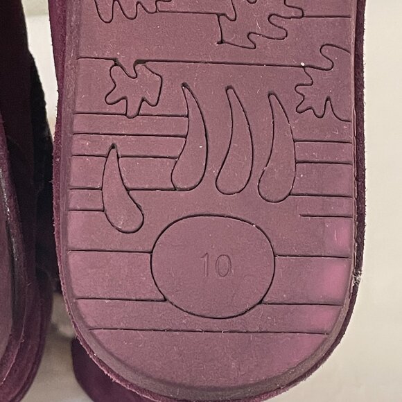 BEARPAW Abigail Mid-Calf Boot Suede Wool & Sheepskin Button Purple Women Size 10 - Picture 10 of 13